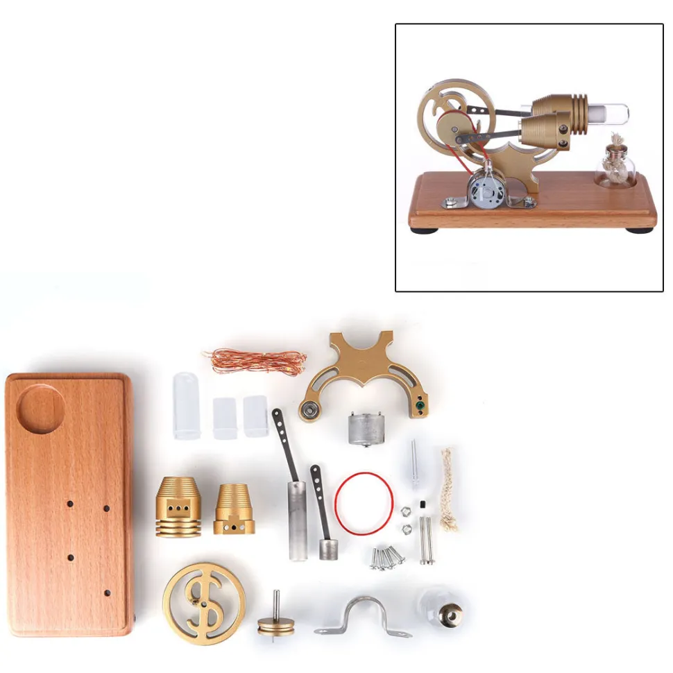ENJOMOR Retro γ-shape Stirling Engine Kit Generator with LED Lights - STEM Toy