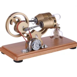 ENJOMOR Retro γ-shape Stirling Engine Kit Generator with LED Lights - STEM Toy