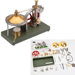 ENJOMOR Retro Vertical Steam Engine Kit with Spherical Boiler and RETROL Mini Steam Generator and Lamp Scene Model Set