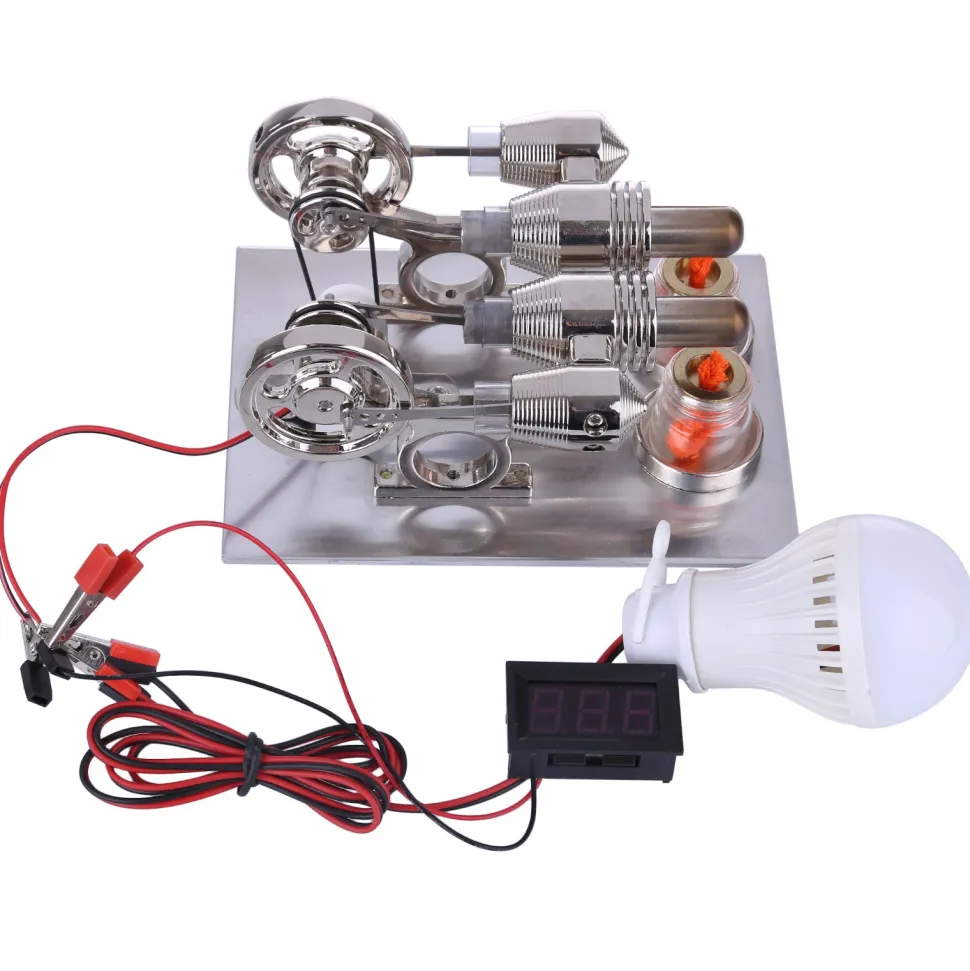 ENJOMOR Stirling Engine Model Generator with Bulb and Voltage Digital Display Meter - STEM Toy