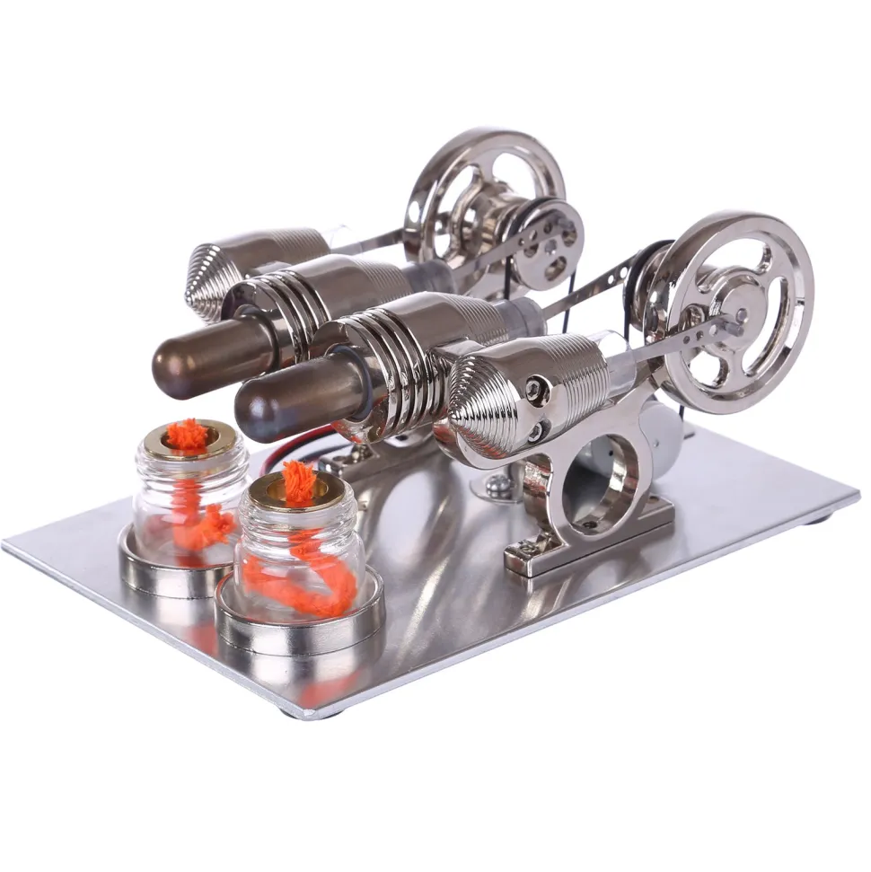 ENJOMOR Stirling Engine Model Generator with Bulb and Voltage Digital Display Meter - STEM Toy