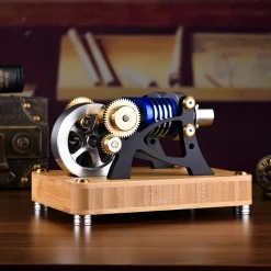 ENJOMOR α-type Alpha Double-Cylinder Double-Piston Hot Air Stirling Engine Model Toy Gift for Science and Education Machinery Enthusiasts