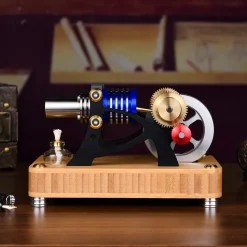 ENJOMOR α-type Alpha Double-Cylinder Double-Piston Hot Air Stirling Engine Model Toy Gift for Science and Education Machinery Enthusiasts