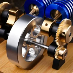 ENJOMOR α-type Alpha Double-Cylinder Double-Piston Hot Air Stirling Engine Model Toy Gift for Science and Education Machinery Enthusiasts