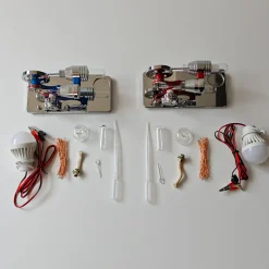 ENJOMOR γ-Type Mirror-Reflective Thermal Air Stirling Engine Generator Model with LED Bulb String