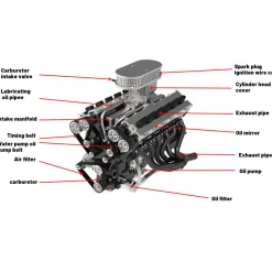 ENJOMOR V12 Engine GS-V12 72CC DOHC 4-Stroke 12-Cylinder 48-Valve Water-Cooled Electric Start Gasoline Engine Model - V12 Engine Model That Works