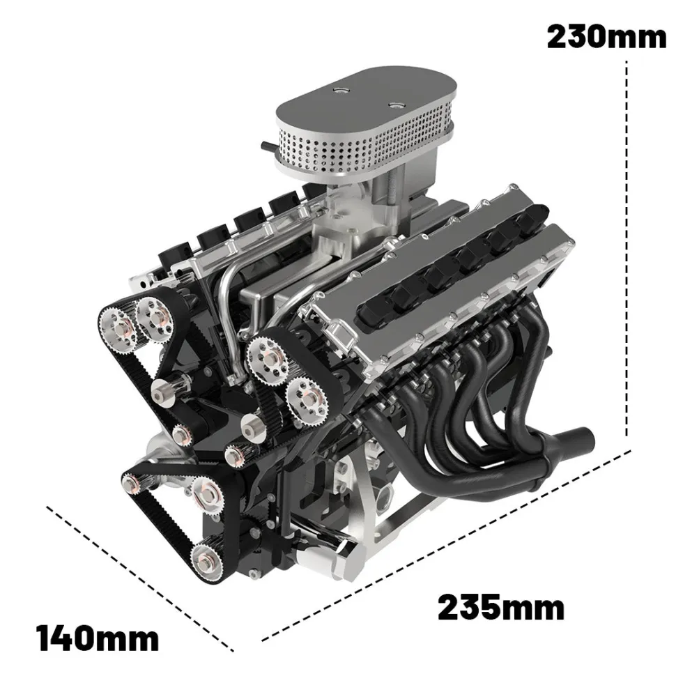 ENJOMOR V12 Engine GS-V12 72CC DOHC 4-Stroke 12-Cylinder 48-Valve Water-Cooled Electric Start Gasoline Engine Model - V12 Engine Model That Works