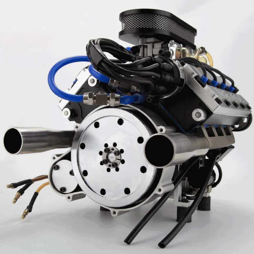 ENJOMOR V8 GS-V8 78CC DOHC Four-Stroke V-Shaped Eight-Cylinder Water-cooled Electric Gasoline Internal Combustion Engine Model - V8 Engine Model That Works