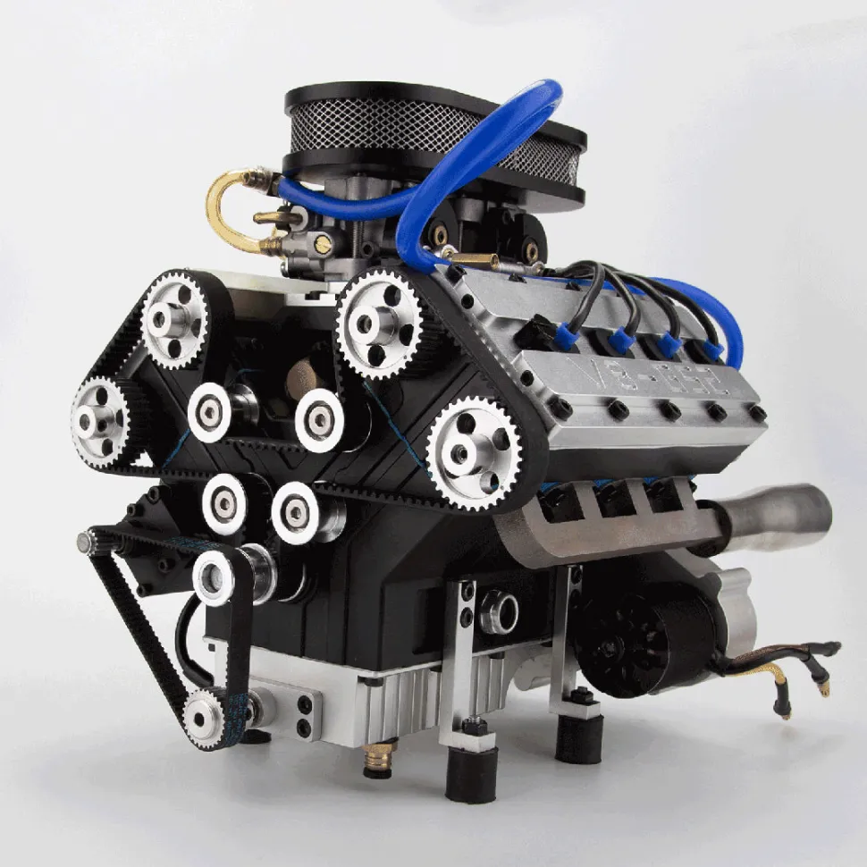 ENJOMOR V8 GS-V8 78CC DOHC Four-Stroke V-Shaped Eight-Cylinder Water-cooled Electric Gasoline Internal Combustion Engine Model - V8 Engine Model That Works