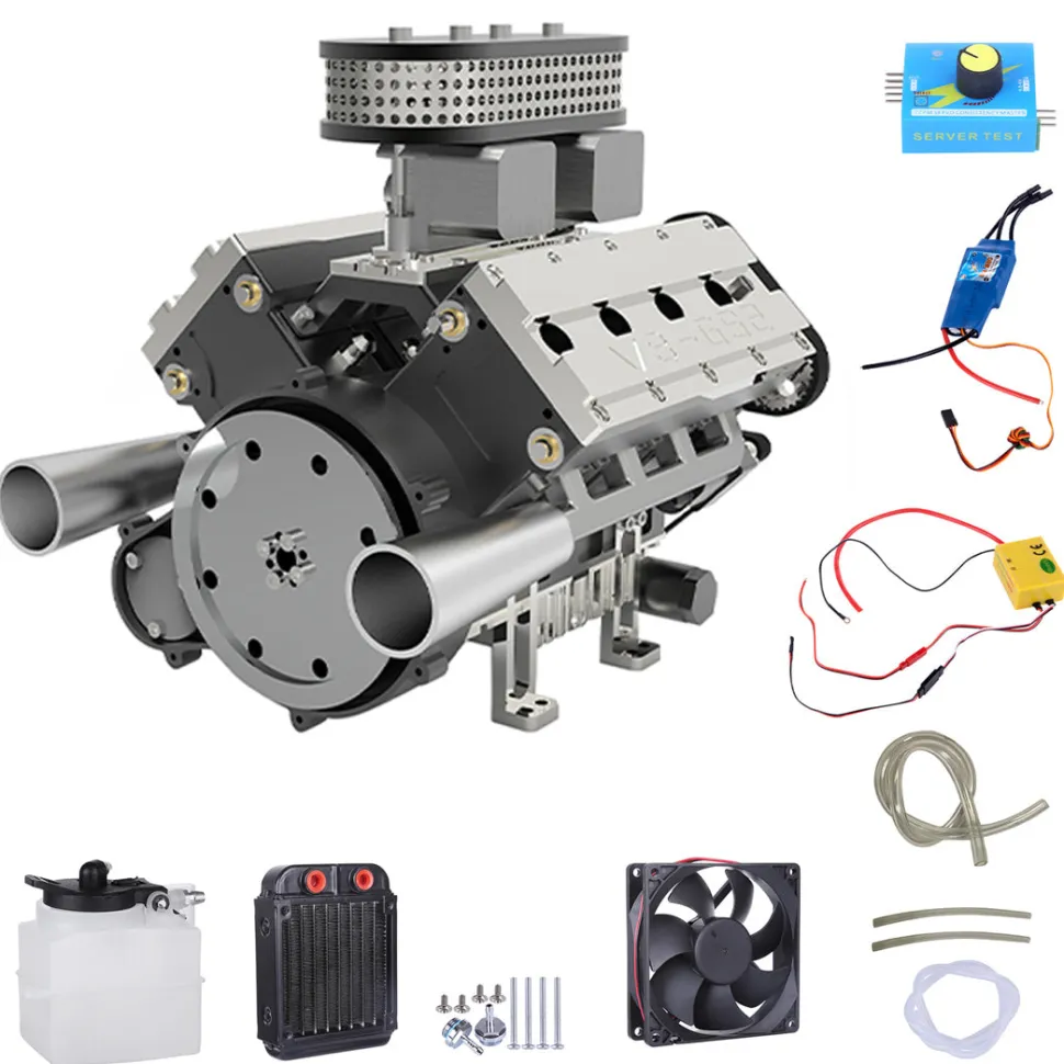 ENJOMOR V8 GS-V8 78CC DOHC Gasoline V8 Engine Model That Works with Starter Kit