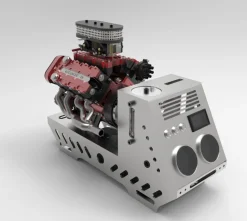 ENJOMOR V8 GS-V8 PRO 78cc DOHC Gasoline Engine with Starter Kit and Base - One Key Start