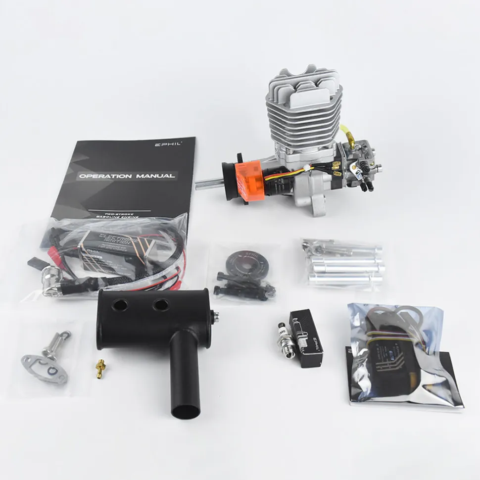 EPHIL X-38cc-S Pro Electric Startar Spark Plug Two-Stroke Single Cylinder Side Exhaust Gasoline Engine Model for Fixed-Wing Aircraft Models