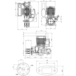 EPHIL X-38cc-S Pro Electric Startar Spark Plug Two-Stroke Single Cylinder Side Exhaust Gasoline Engine Model for Fixed-Wing Aircraft Models