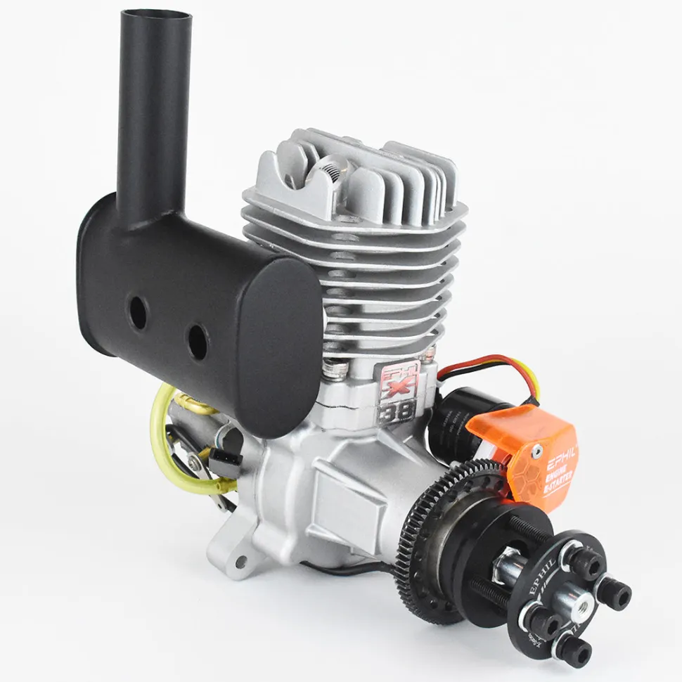 EPHIL X-38cc-S Pro Electric Startar Spark Plug Two-Stroke Single Cylinder Side Exhaust Gasoline Engine Model for Fixed-Wing Aircraft Models