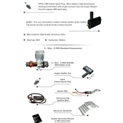 EPHIL X-38cc-S Pro Electric Startar Spark Plug Two-Stroke Single Cylinder Side Exhaust Gasoline Engine Model for Fixed-Wing Aircraft Models