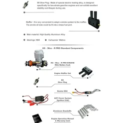 EPHIL XG-38cc-R Pro Electric Starter Glow Plug Two-Stroke Single Cylinder Side Exhaust Gasoline Engine Model for Fixed-Wing Aircraft Models