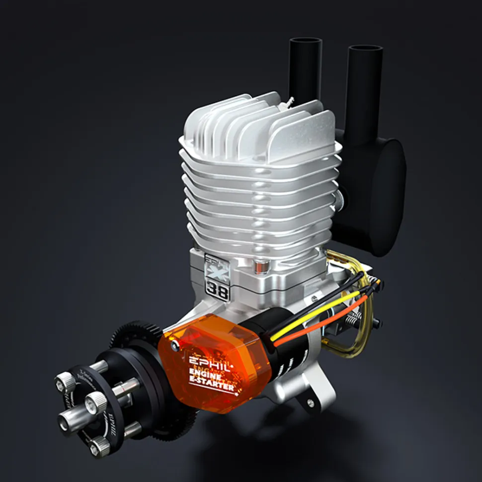 EPHIL XG-38cc-R Pro Electric Starter Glow Plug Two-Stroke Single Cylinder Side Exhaust Gasoline Engine Model for Fixed-Wing Aircraft Models