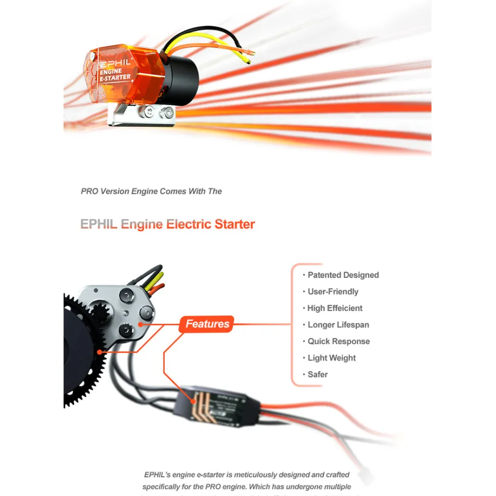 EPHIL XG-38cc-R Pro Electric Starter Glow Plug Two-Stroke Single Cylinder Side Exhaust Gasoline Engine Model for Fixed-Wing Aircraft Models