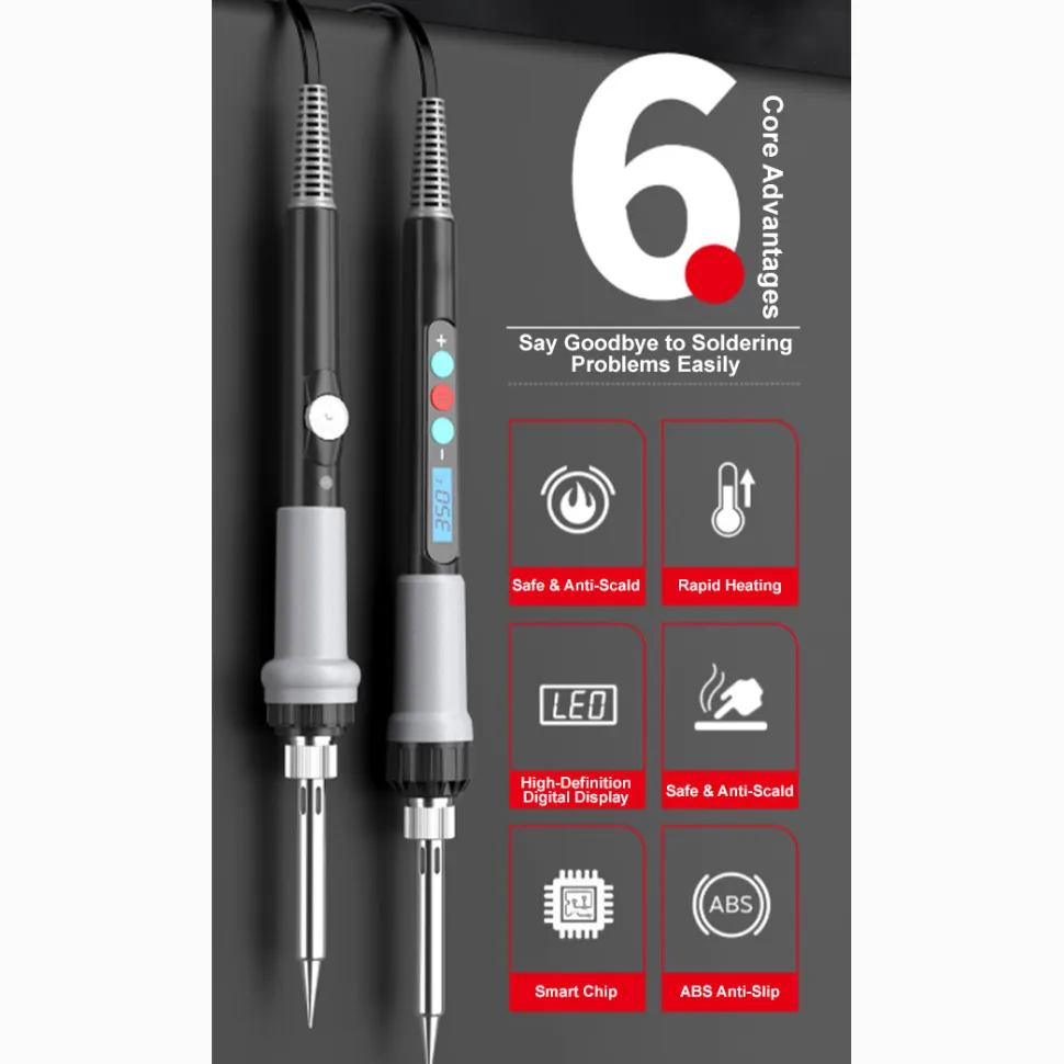 Fast Heating Ceramic Core Soldering Iron Kit for Home Repair Electronics