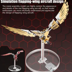 Flaming Shadow 3D Metal Mechanical Ornithopter Assembly Model Kit with Mechanical Transmission