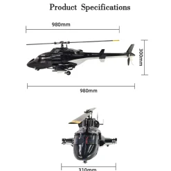 FLISHRC Airwolf Pro FL500 500-Class 6CH Scale RC Helicopter with L7 Flight Controller & 4-Mode GPS, 2.4GHz RTF