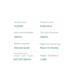 FLISHRC FL500 AH-6 Little Bird 500-Class 2.4G 6CH Scale RC Helicopter Model with L7 Flight Controller and 4-Mode Positioning GPS RTF