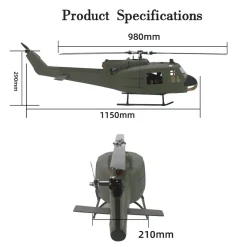FLISHRC FL500 UH-1 Huey 500-Class 2.4G 6CH Scale RC Helicopter with L7 Flight Controller & 4-Mode GPS Positioning