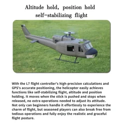 FLISHRC FL500 UH-1 Huey 500-Class 2.4G 6CH Scale RC Helicopter with L7 Flight Controller & 4-Mode GPS Positioning