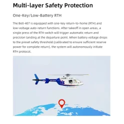 FLYWING BELL-407 470 Size 2.4G 6CH Military RC Helicopter Model With ACE Flight Controller, GPS, Quick Release Rotors and Adjustable Left/Right-Handed Controls (RTF Version)