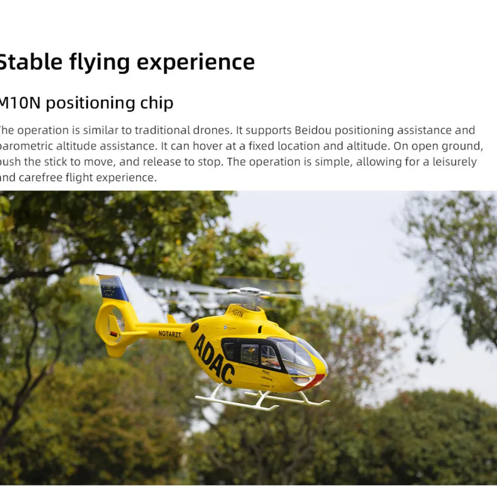 FLYWING EC135 470 Class RC Helicopter Detachable Propellers ADAC 6CH 2.4G with H1 Flight Controller & GPS