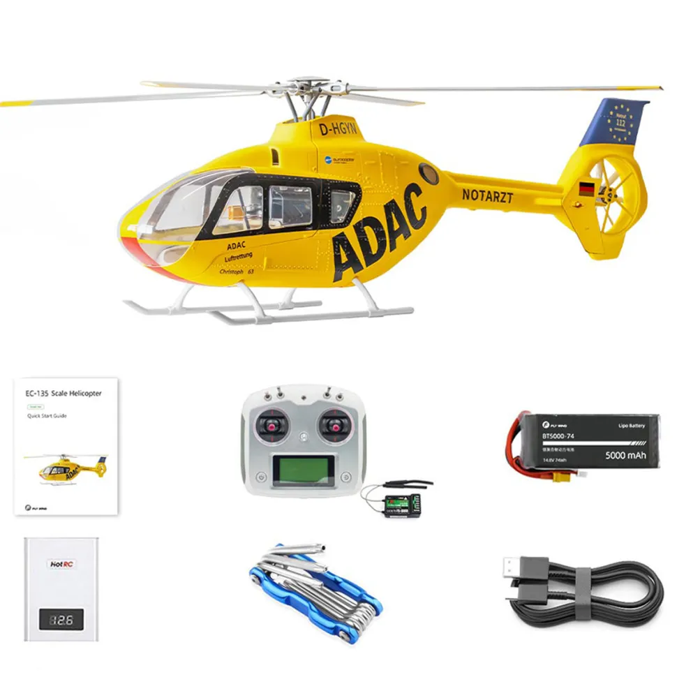 FLYWING EC135 470 Class RC Helicopter Detachable Propellers ADAC 6CH 2.4G with H1 Flight Controller & GPS