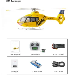 FLYWING EC135 470 Class RC Helicopter Detachable Propellers ADAC 6CH 2.4G with H1 Flight Controller & GPS