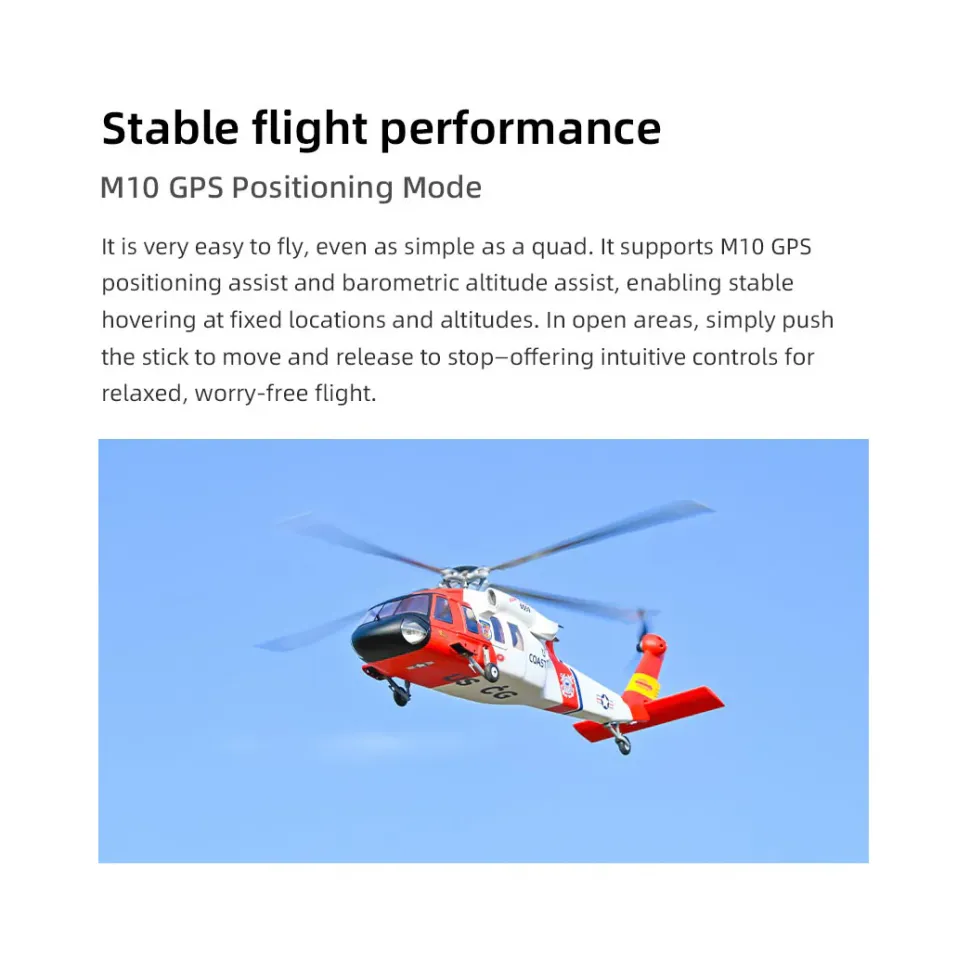 FLYWING MH-60T 2.4G 6CH 470-Class Quick-Release 4-Rotor Scale RC Military Helicopter Model with ACE Flight Controller, GPS Positioning & Left/Right-Hand Control