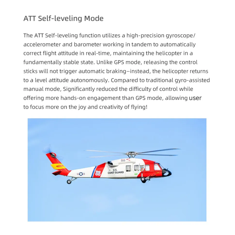 FLYWING MH-60T 2.4G 6CH 470-Class Quick-Release 4-Rotor Scale RC Military Helicopter Model with ACE Flight Controller, GPS Positioning & Left/Right-Hand Control