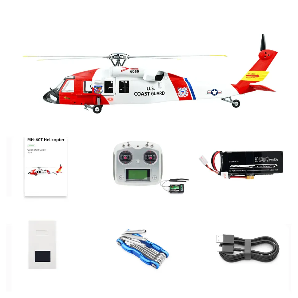 FLYWING MH-60T 2.4G 6CH 470-Class Quick-Release 4-Rotor Scale RC Military Helicopter Model with ACE Flight Controller, GPS Positioning & Left/Right-Hand Control