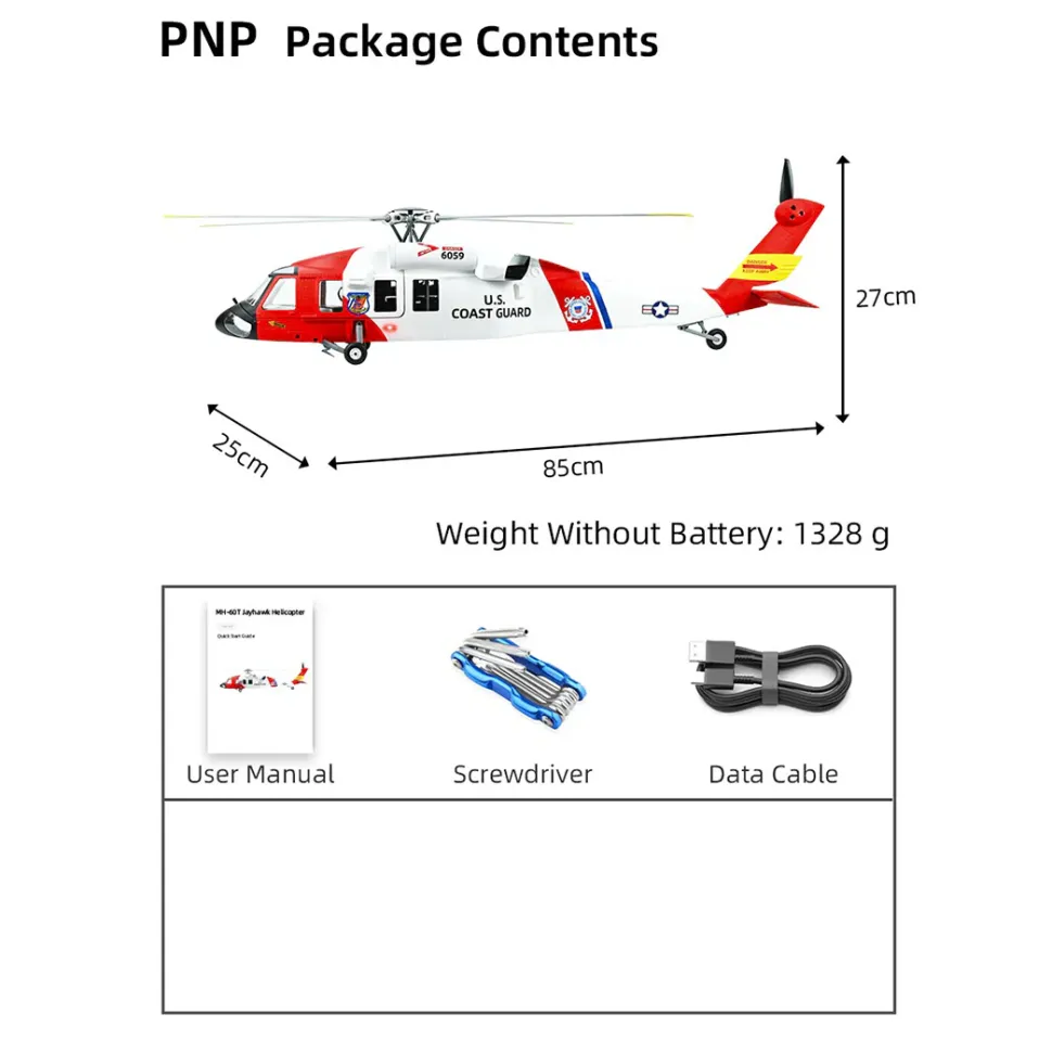 FLYWING MH-60T 2.4G 6CH 470-Class Quick-Release 4-Rotor Scale RC Military Helicopter Model with ACE Flight Controller, GPS Positioning & Left/Right-Hand Control