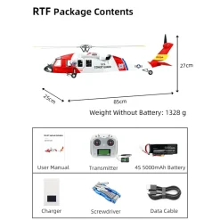 FLYWING MH-60T 2.4G 6CH 470-Class Quick-Release 4-Rotor Scale RC Military Helicopter Model with ACE Flight Controller, GPS Positioning & Left/Right-Hand Control