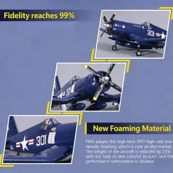 F4U WWII Military RC Airplane, 2.4G 4CH EPP Fixed Wing Scale Aircraft, 800mm Wingspan with JST Connector, No Reflex (RTF Version)