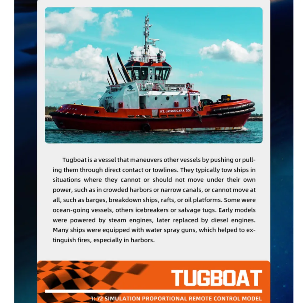 1/72 2.4Ghz RC Electric Tugboat Model RTR Version