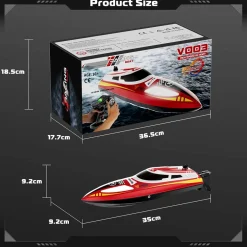 2.4GHz Remote Control Speedboat - 30KM/H High-Speed Electric Racing Boat with LED Night Lights