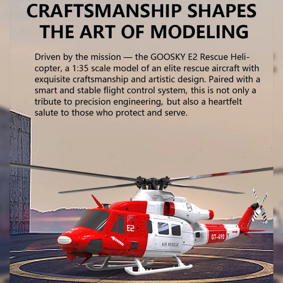 GOOSKY E2 UH-1Y 2.4G 6CH Dual Brushless Direct Drive RC Rescue Simulation Helicopter Model with Lidar positioning