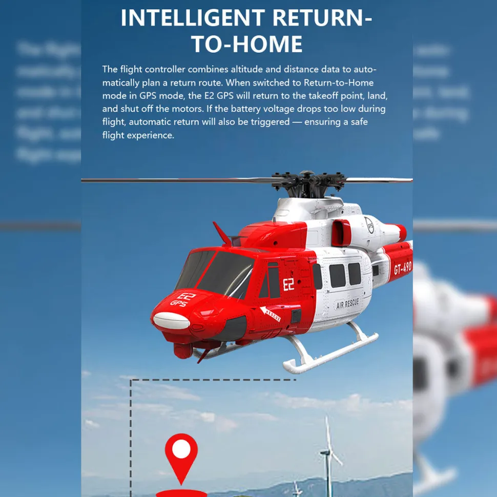 GOOSKY E2 UH-1Y 2.4G 6CH Dual Brushless Direct Drive RC Rescue Simulation Helicopter Model with Lidar positioning