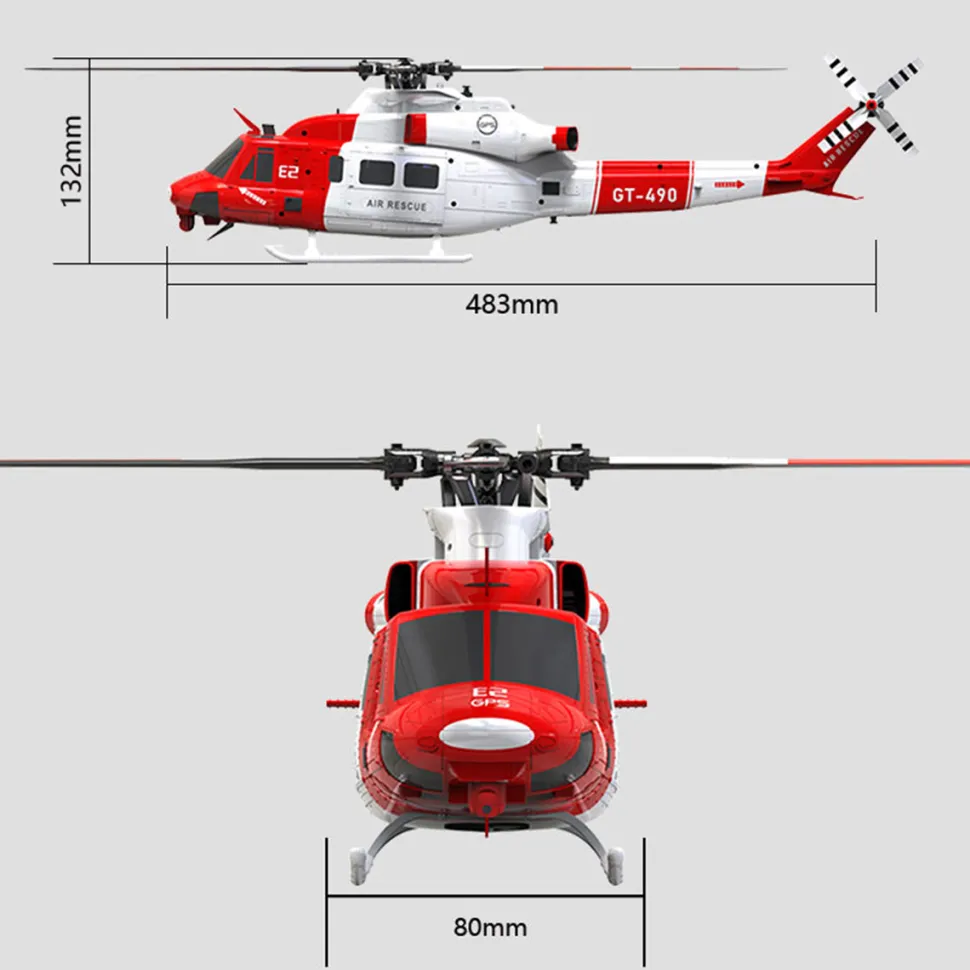 GOOSKY E2 UH-1Y 2.4G 6CH Dual Brushless Direct Drive RC Rescue Simulation Helicopter Model with Lidar positioning