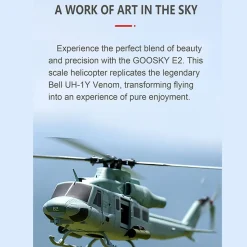 GOOSKY E2 UH-1Y 2.4G RC 6CH Dual Brushless Direct Drive Scale Aerobatic GTS Flight Control Helicopter Model