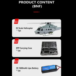 GOOSKY E2 UH-1Y 2.4G RC 6CH Dual Brushless Direct Drive Scale Aerobatic GTS Flight Control Helicopter Model