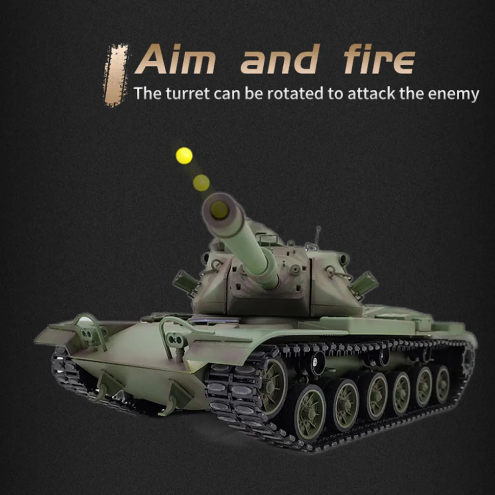 1/16 2.4G RC Tank American M60A3 Main Battle Tank Model Vehicle with Lights & Sounds