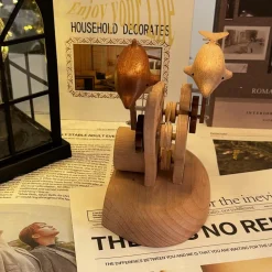 Handcrafted Wooden Dolphin Dynamic Model - Desktop Stress Relief Display