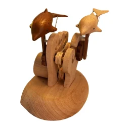 Handcrafted Wooden Dolphin Dynamic Model - Desktop Stress Relief Display