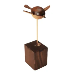 Handcrafted Wooden Long-Tailed Tit Bird Model - Desktop Stress Relief Display