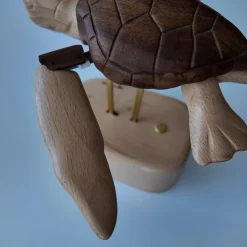 Handcrafted Wooden Sea Turtle Dynamic Model- Desktop Stress Relief Display